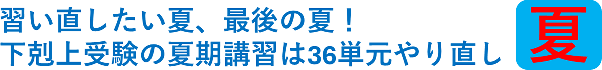習い直したい夏、最後の夏！下剋上受験の夏期講習は36単元やり直し